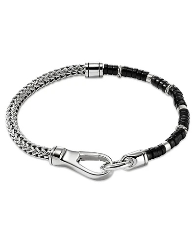 Sterling Silver Heishi Black Onyx Beaded Flex Bracelet