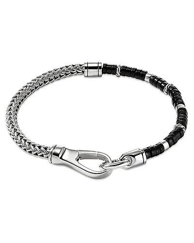 John Hardy Sterling Silver Heishi Black Onyx Beaded Flex Bracelet