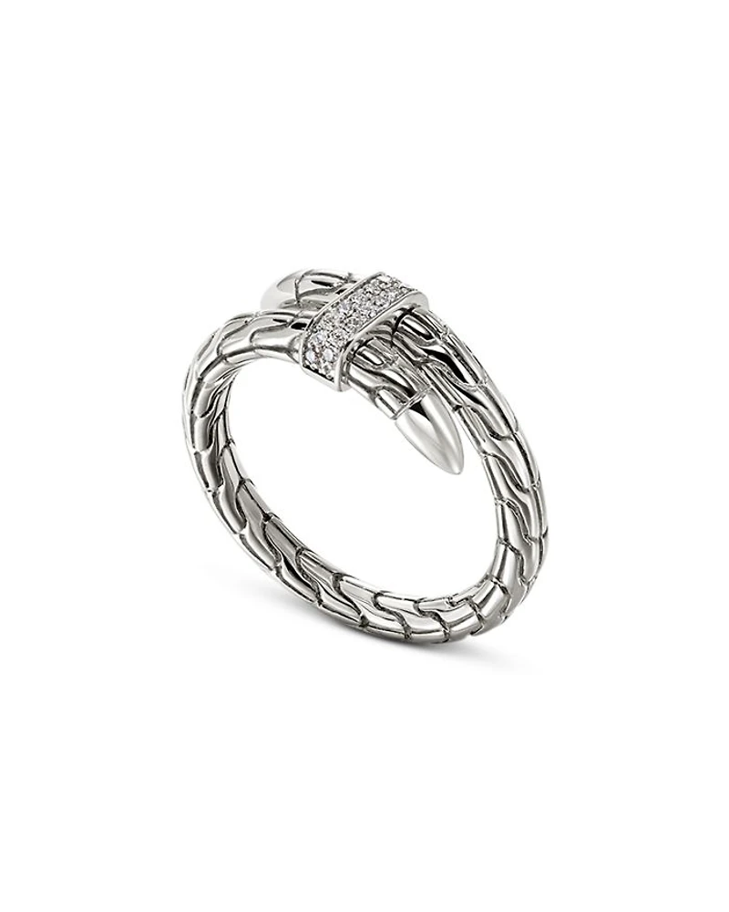 Sterling Silver Spear Diamond Coil Ring