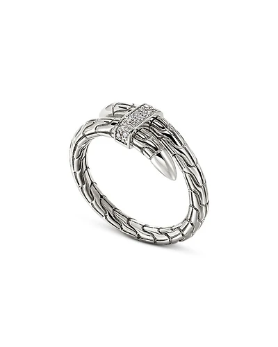 Sterling Silver Spear Diamond Coil Ring