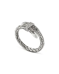 Sterling Silver Spear Diamond Coil Ring