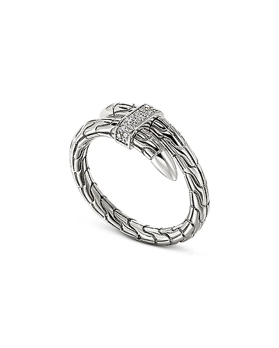 John Hardy Sterling Silver Spear Diamond Coil Ring