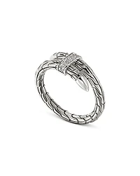 John Hardy Sterling Silver Spear Diamond Coil Ring