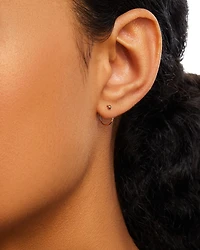 14K Yellow Gold Simple Gold Tiny Ball Reverse Huggie Hoop Earrings