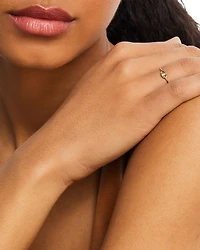 14K Yellow Gold Baguette Diamonds Diamond Baguette Oval Link Ring, 0.06 tcw