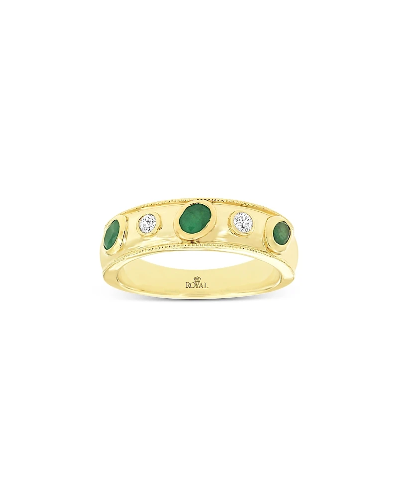 Bloomingdale's Fine Collection Emerald & Diamond Bezel Band