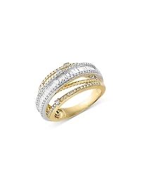 Bloomingdale's Fine Collection Diamond Round & Baguette Crossover Ring