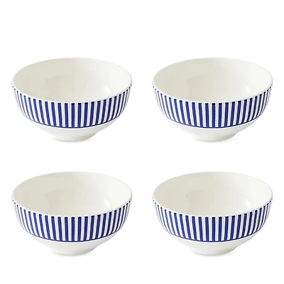Spode Blue Italian Steccato Rimless Bowls, Set of 4