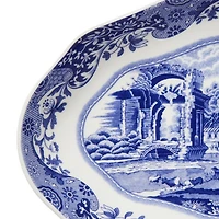 Blue Italian Oval Fluted Dish