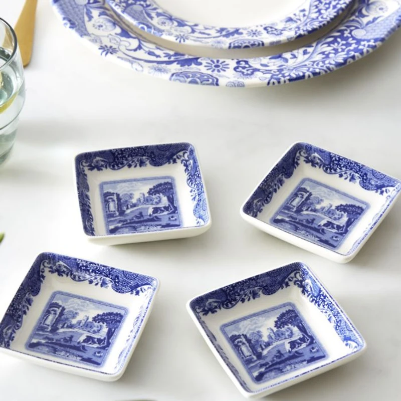 Blue Italian Square Dishes, Set of 4