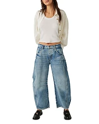 We The Free Good Luck Mid Rise Barrel Jeans Ultra Light Beam