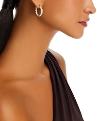Diamond Inside Out Hoop Earrings in 14K Yellow Gold
