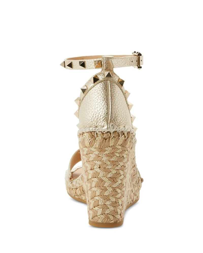 Women's Pyramid Studded Espadrille Wedge Heel Sandals