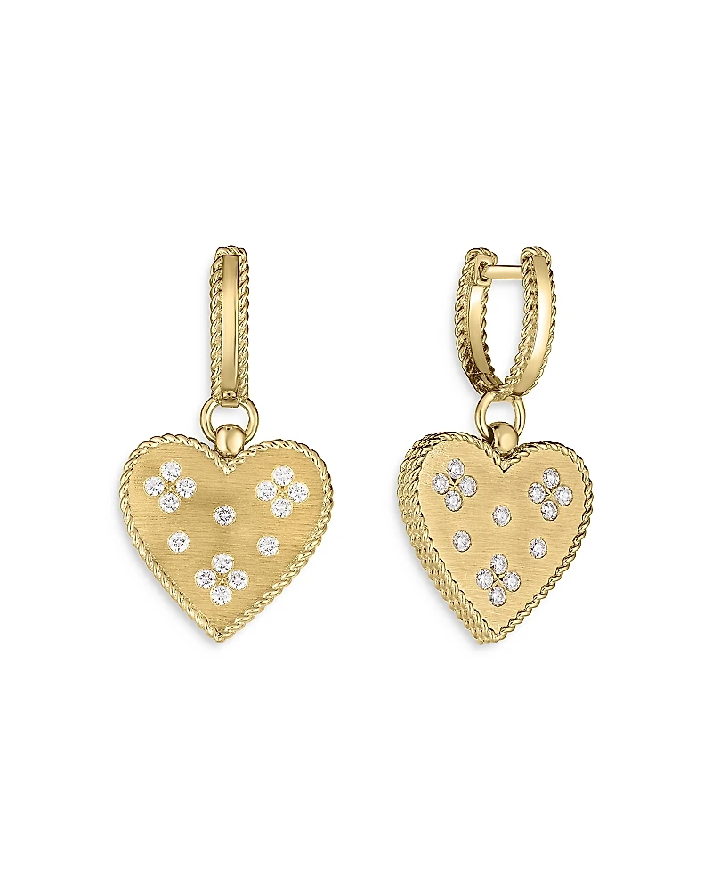 Roberto Coin 18K Yellow Gold Diamond Venetian Princess Heart Drop Earrings