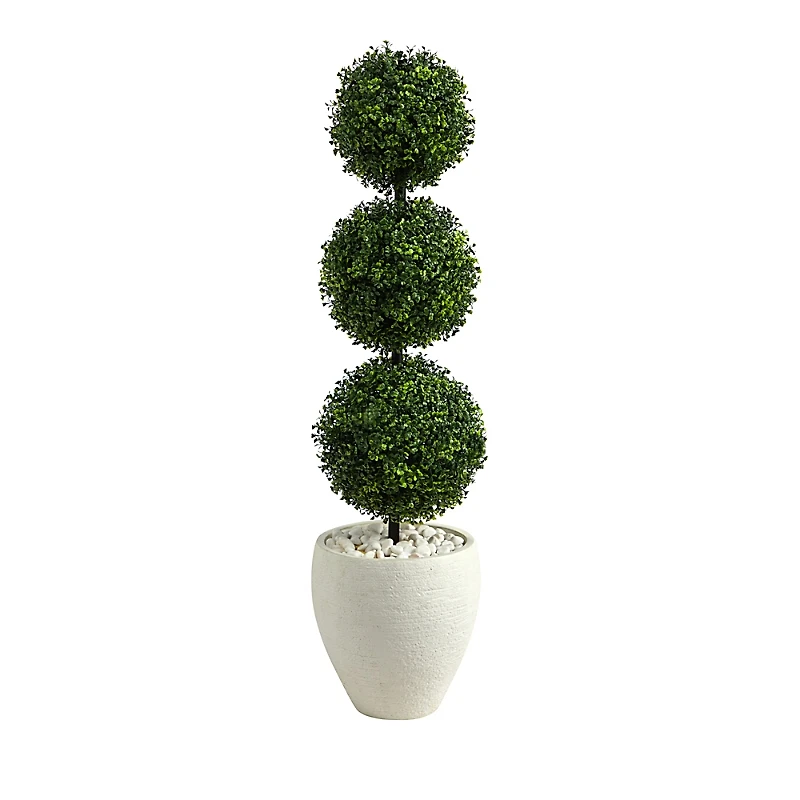 Nearly Natural 3.5ft. Boxwood Triple Ball Topiary Artificial Tree