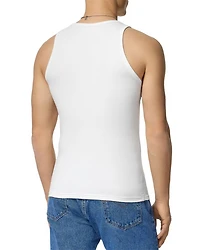 Cotton Blend Ribbed Logo Embroidered Tank