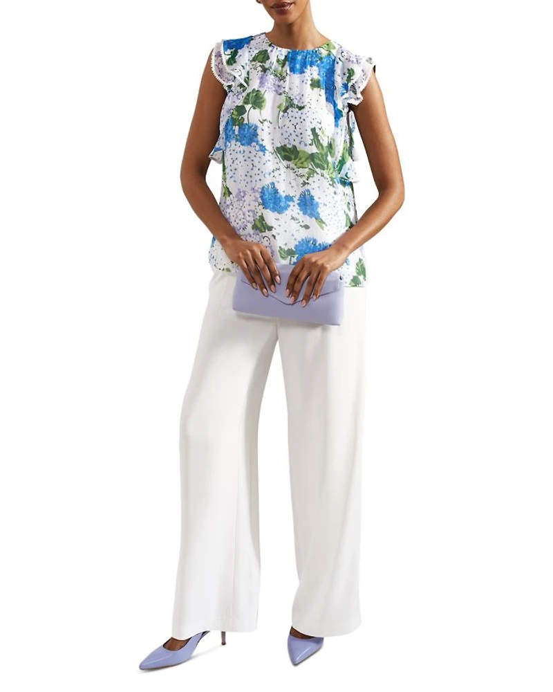 Simona Floral Flutter Sleeve Blouse