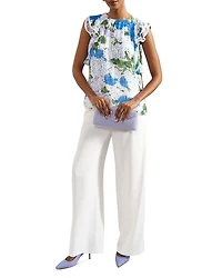Simona Floral Flutter Sleeve Blouse