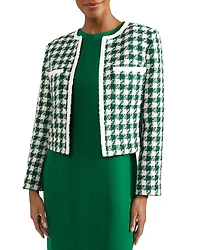 Genevieve Houndstooth Checkered Jacket