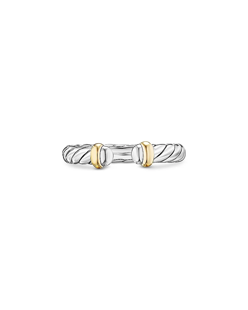 David Yurman Sterling Silver & 14K Yellow Gold Petite Cable Flex Ring