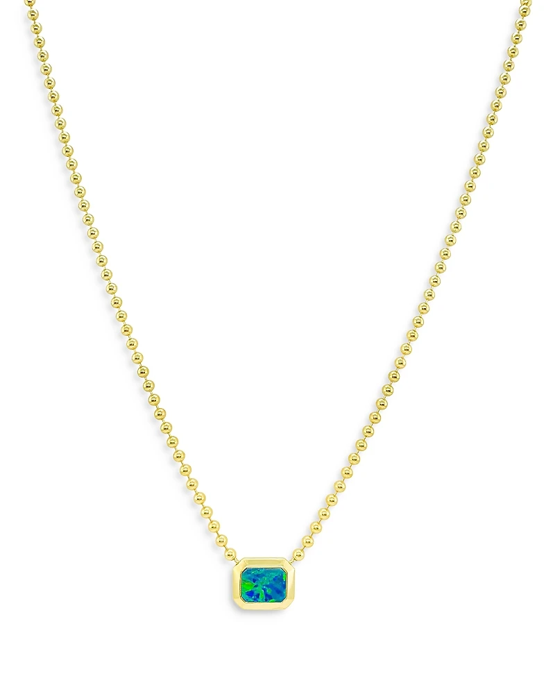 Meira T 14K Yellow Gold Ball Chain Opal Solitaire Necklace, 18