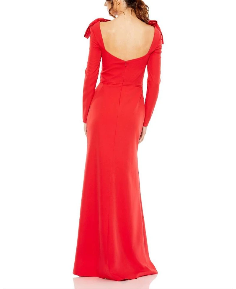 Empire Waist Long Sleeve Bow Shoulder Gown