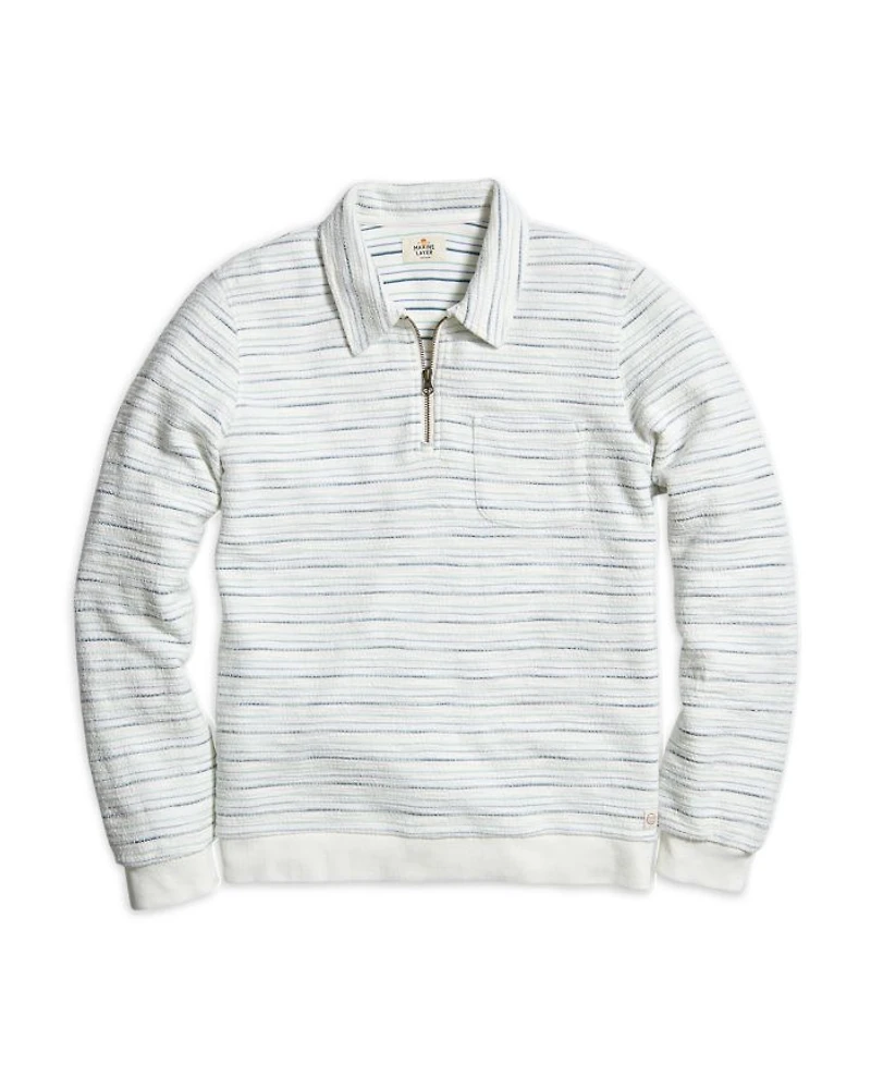 Textured Stripe Quarter Zip Top