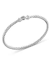 David Yurman Sterling Silver Classic Cable Pave Diamond Buckle Bracelet