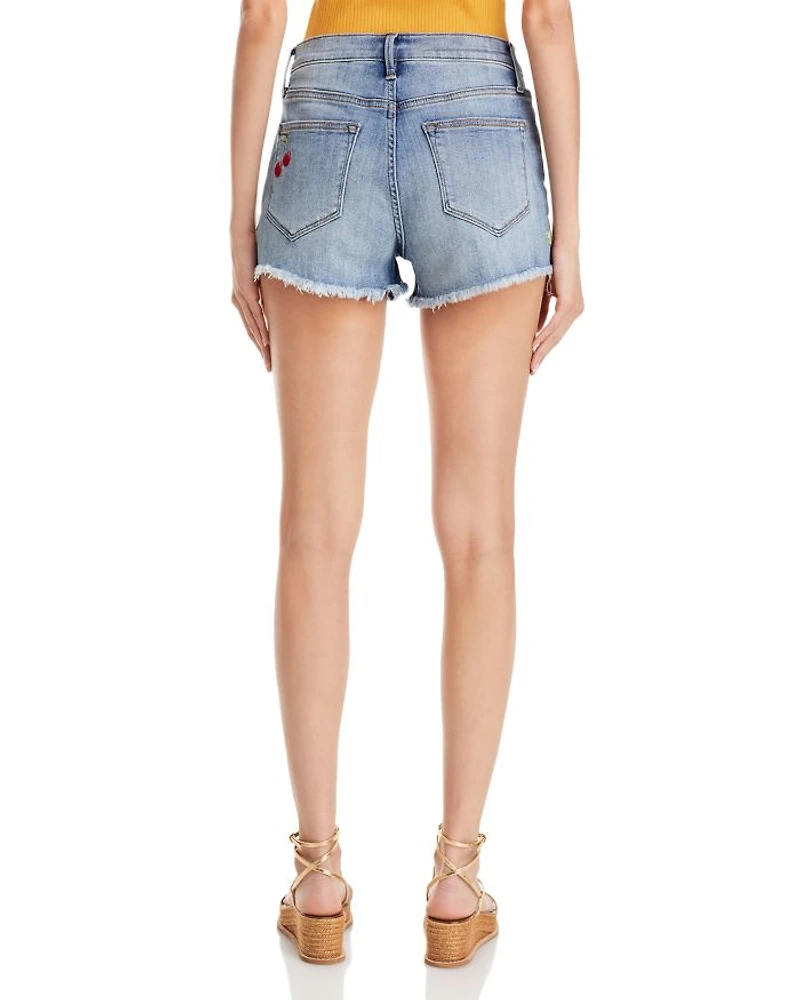 Fruit Embroidered Denim Shorts - Exclusive