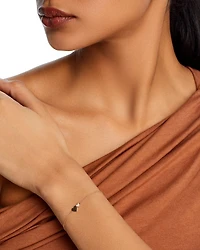 14K Yellow Gold Midi Bitty Symbols Diamond Double Heart Chain Bracelet