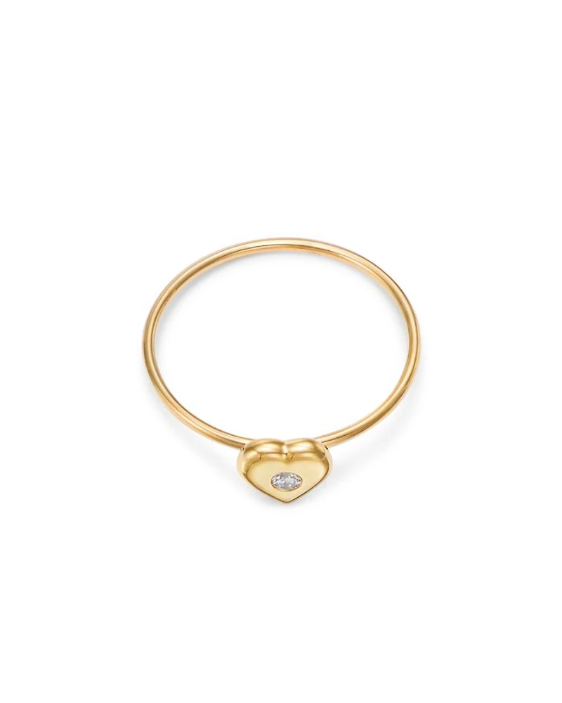 14K Yellow Gold Feel the Love Diamond Heart Ring