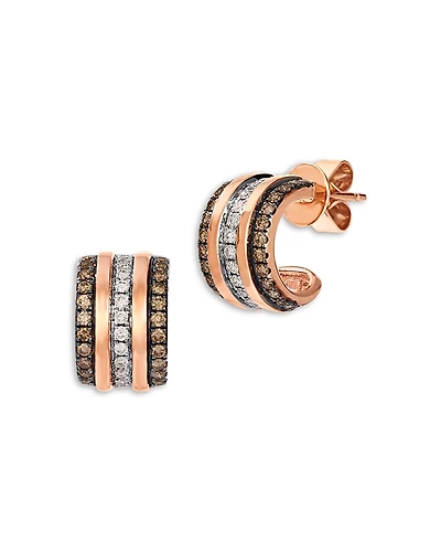 Bloomingdale's Fine Collection Brown & White Diamond Huggie Hoop Earrings