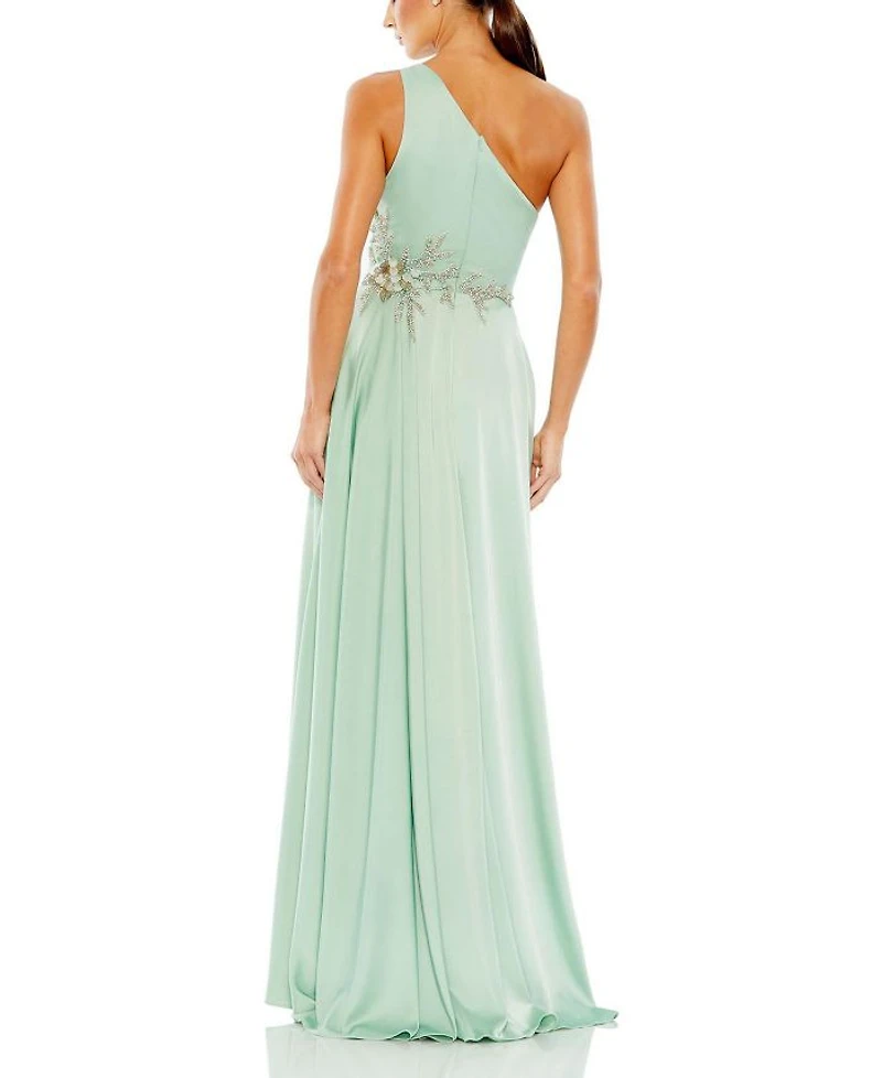 Embellished One Shoulder Asymmetrical Gown