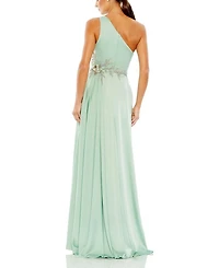 Embellished One Shoulder Asymmetrical Gown
