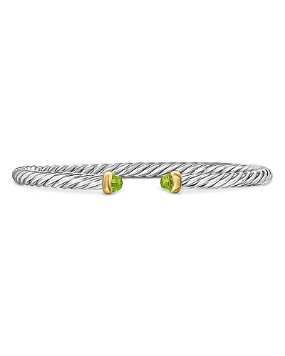 David Yurman Sterling Silver & 14K Yellow Gold Cable Flex Peridot Bracelet, 4mm