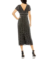 Beaded Cap Sleeve Column Midi Dress