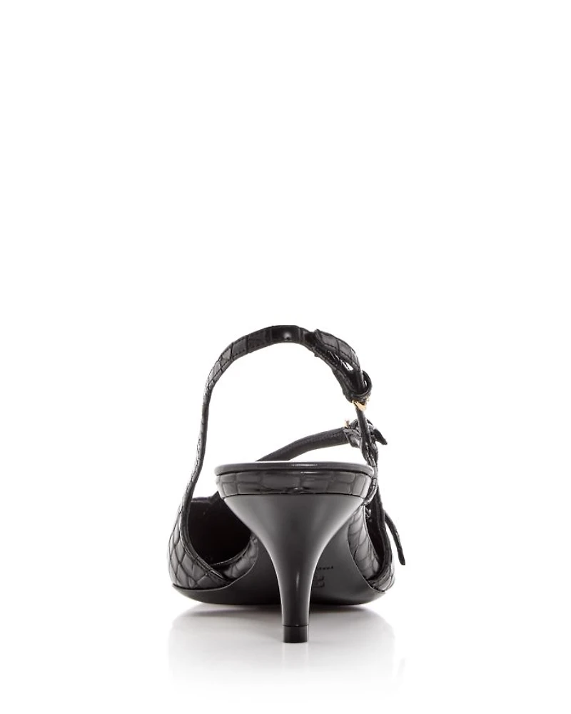 Women's Croc Embossed Pointed Toe Pumps