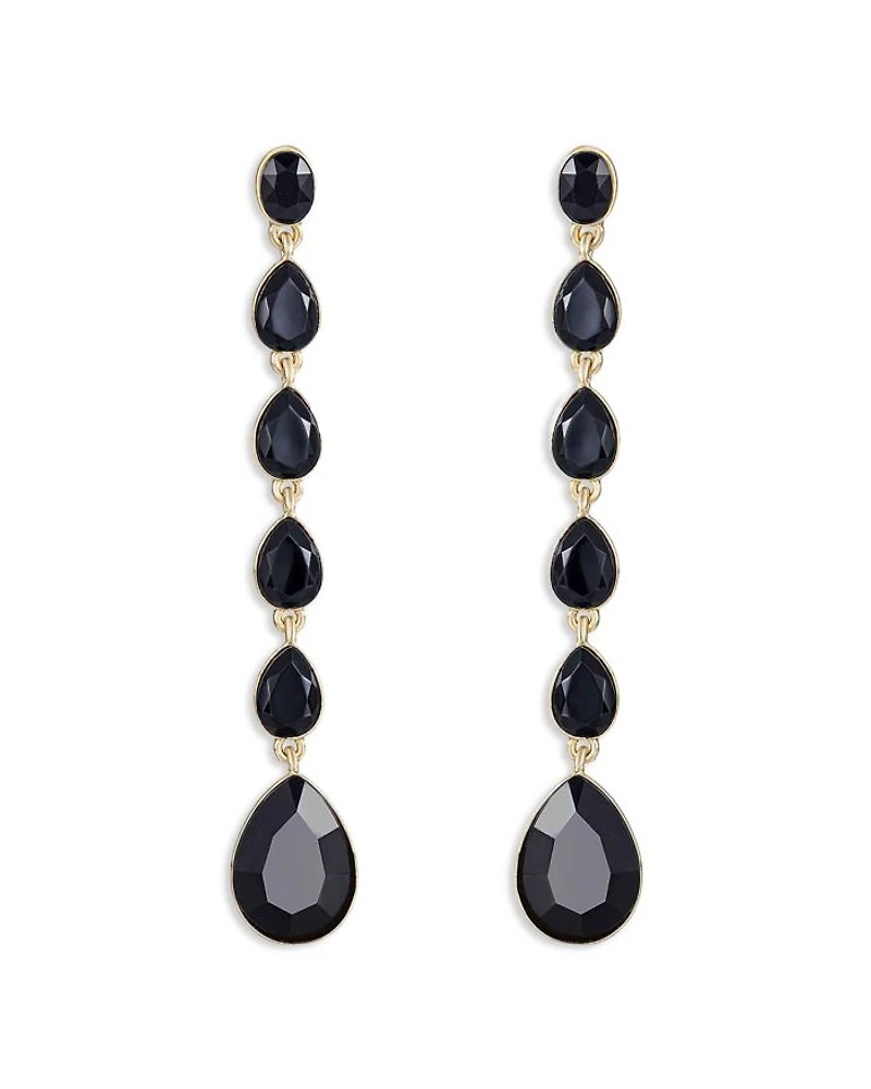 Crystallized Jet Crystal Linear Drop Earrings