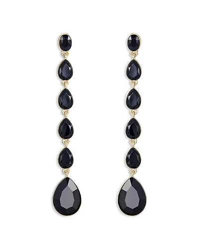 Crystallized Jet Crystal Linear Drop Earrings