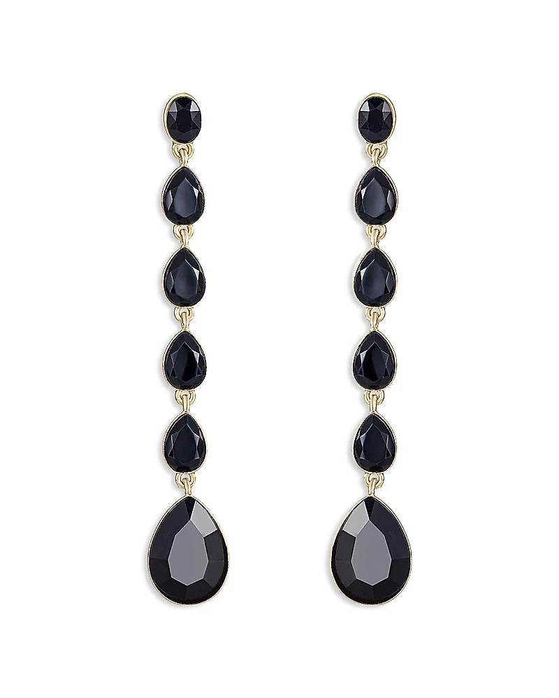 Ettika Crystallized Jet Crystal Linear Drop Earrings