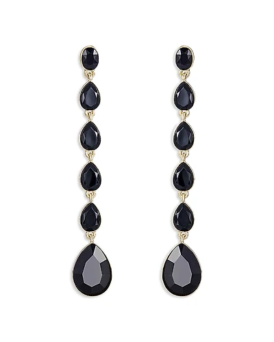 Ettika Crystallized Jet Crystal Linear Drop Earrings