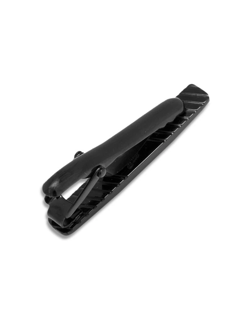 Gunmetal-Tone Onyx Inlaid Tie Clip