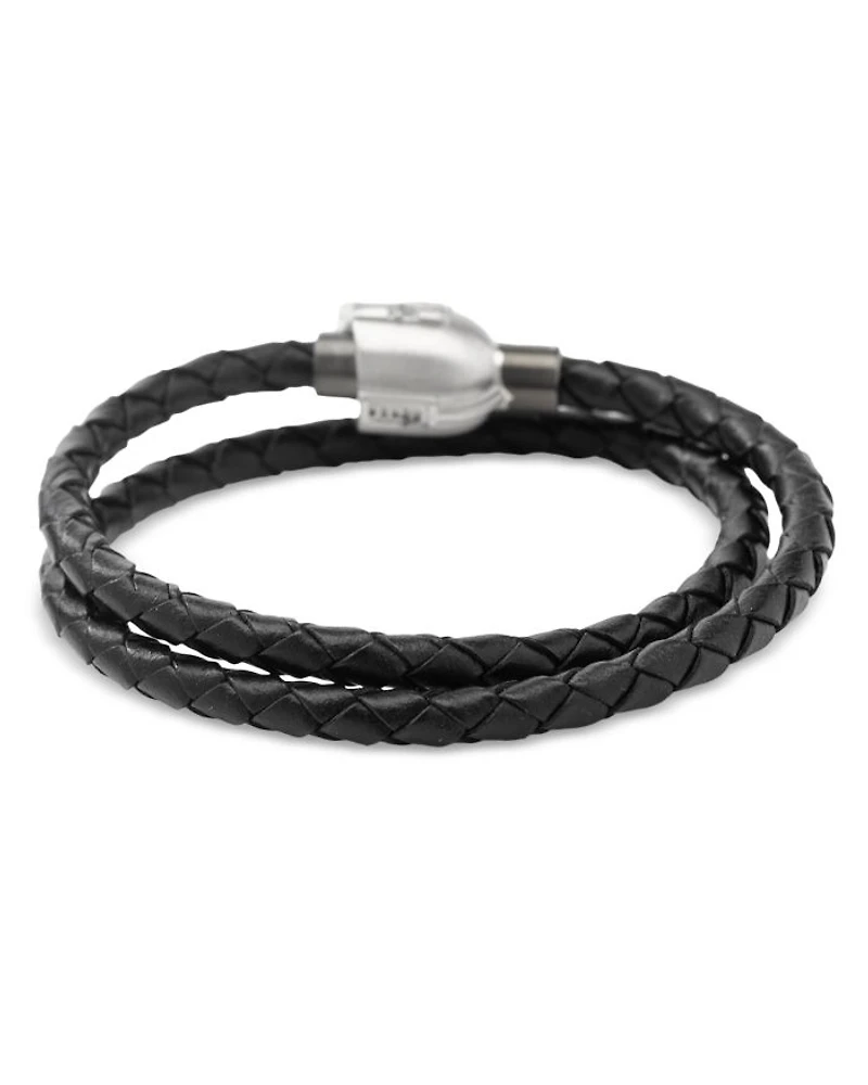 Mandalorian Helmet Double Wrap Leather Bracelet