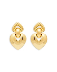 Double Heart Drop Earrings, 2"L