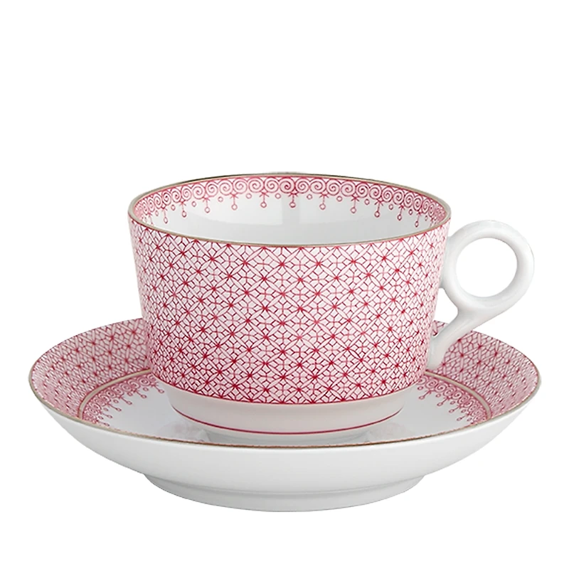 Mottahedeh Pink Lace Teacup and Saucer