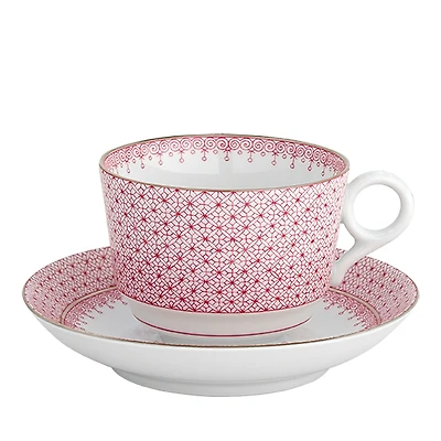 Mottahedeh Pink Lace Teacup and Saucer