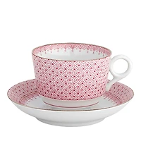 Mottahedeh Pink Lace Teacup and Saucer