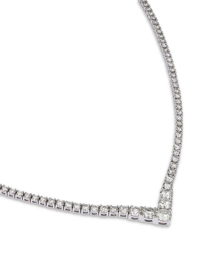 Diamond Chevron Tennis Necklace in 14K Gold, 6.0 tcw