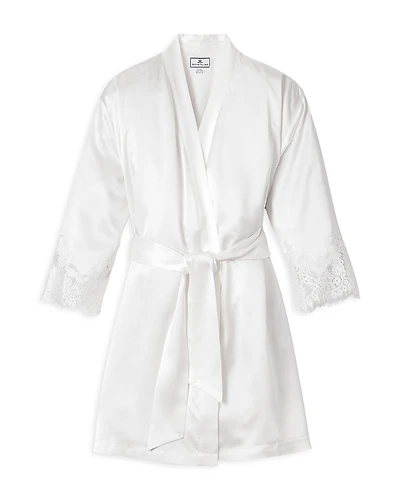 Petite Plume White Silk Lace Robe