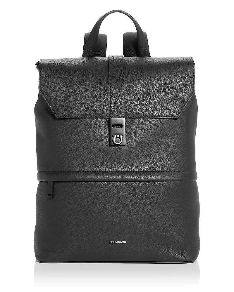 Ferragamo Gancini Buckle Leather Backpack